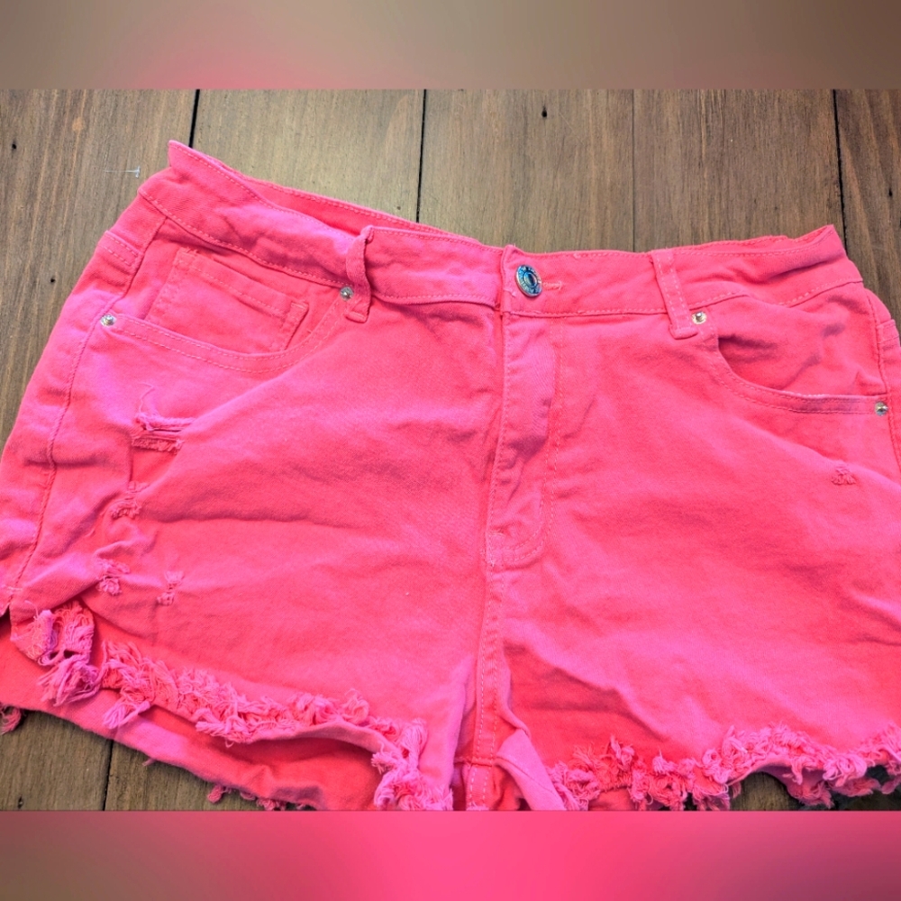 Pink Distressed Women Shorts
